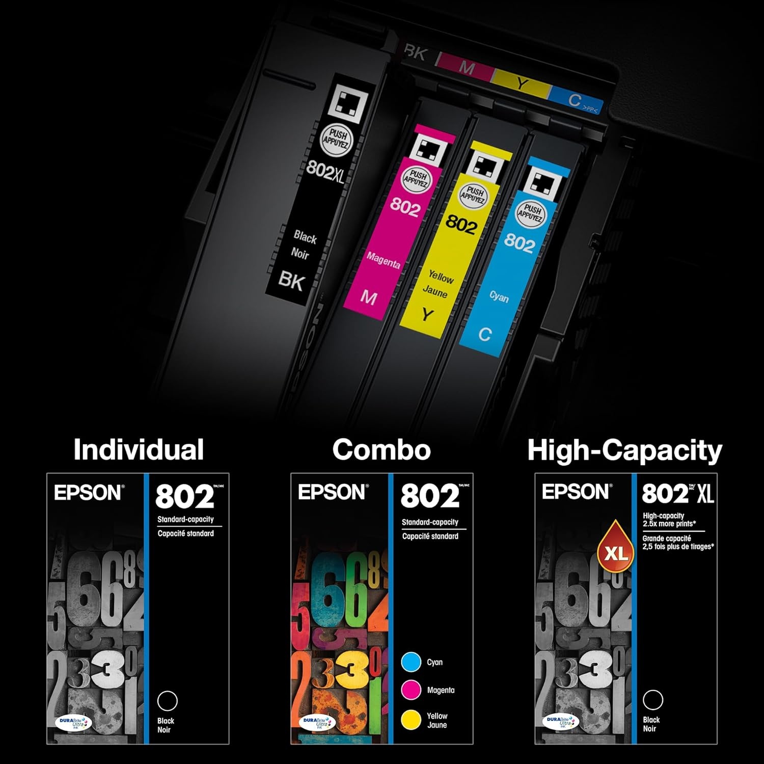 image:imageEPSON 802 DURABrite Ultra Ink Standard Capacity Magenta Cartridge T802320S Works with WorkForce Pro WF4720 4730 4734 4740Standard Capacity Pack of 2