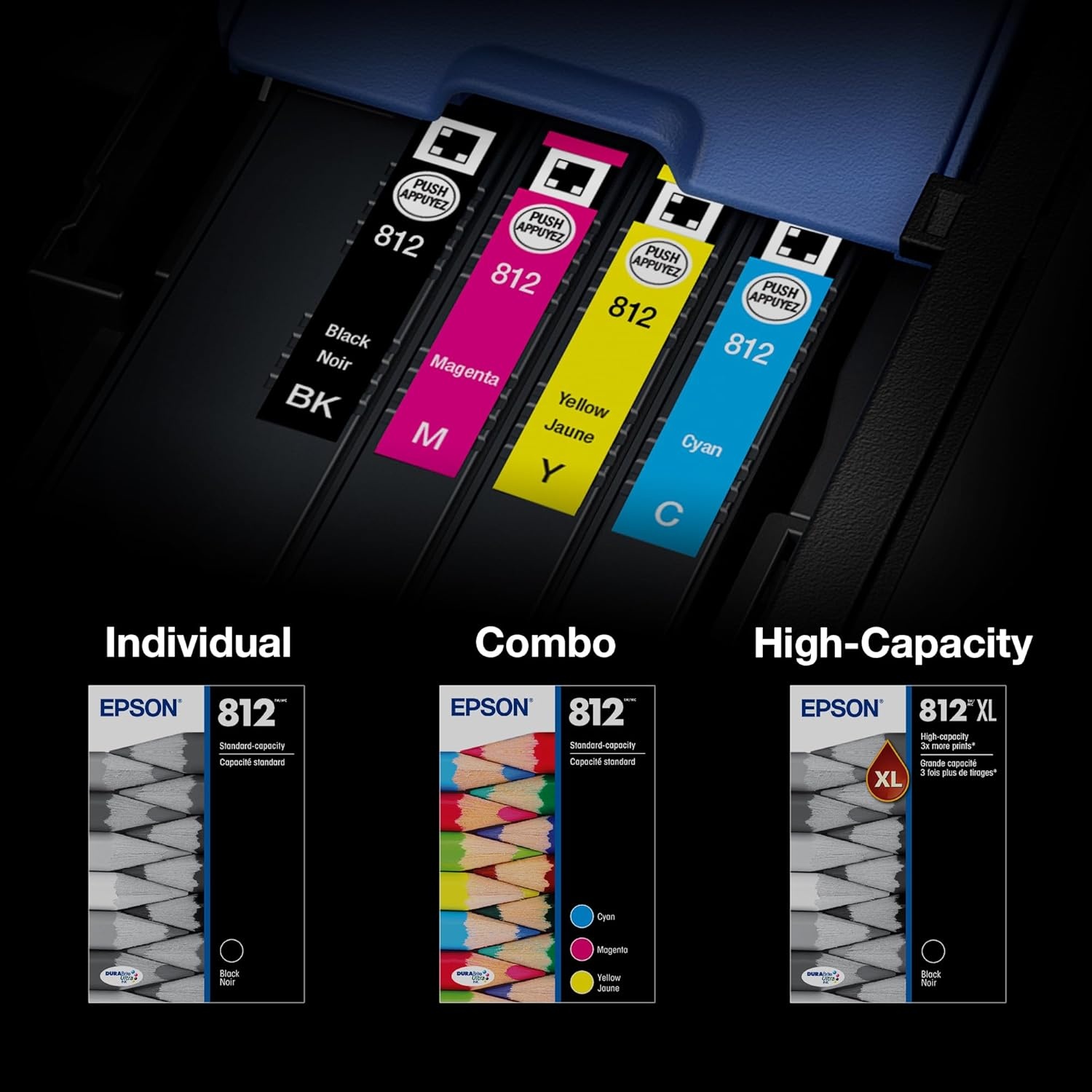 image:imageEPSON 812 DURABrite Ultra Ink High Capacity Cyan Cartridge T812XL220S Works with WorkForce Pro WF7310 7820 7840 ECC7000Ink Pack of 32