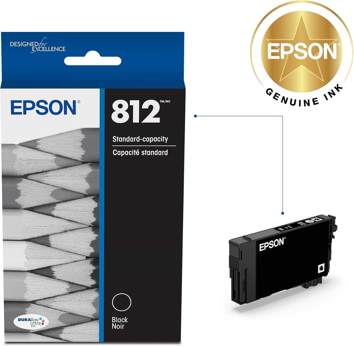 image:imageEPSON 812 DURABrite Ultra Ink Standard Capacity Black Cartridge T812120S Works with WorkForce Pro WF7310 7820 7840 ECC70001 Count Pack of 1