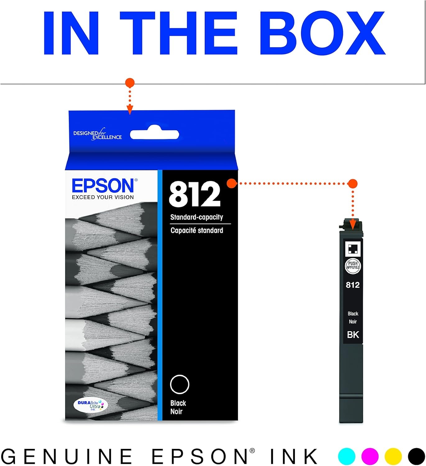 image:imageEPSON 812 DURABrite Ultra Ink Standard Capacity Black Cartridge T812120S Works with WorkForce Pro WF7310 7820 7840 ECC70001 Count Pack of 2
