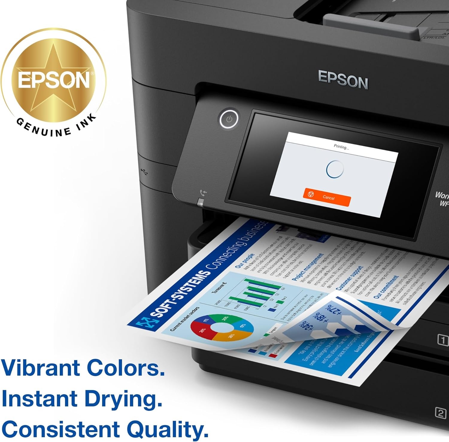 image:imageEPSON 822 DURABrite Ultra Ink High Capacity Black Cartridge T822XL120S Works with WorkForce Pro WF38203823 4820 4830 4833 4834Ink
