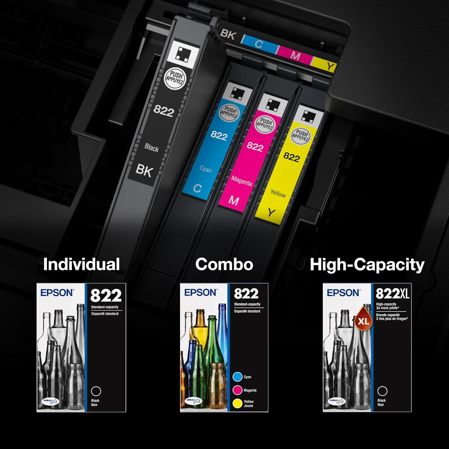 image:imageEPSON 822 DURABrite Ultra Ink Standard Capacity Color Cartridge Combo Pack T822520S Works with WorkForce Pro WF38203823 4820 4830 4833 4834Standard Capacity