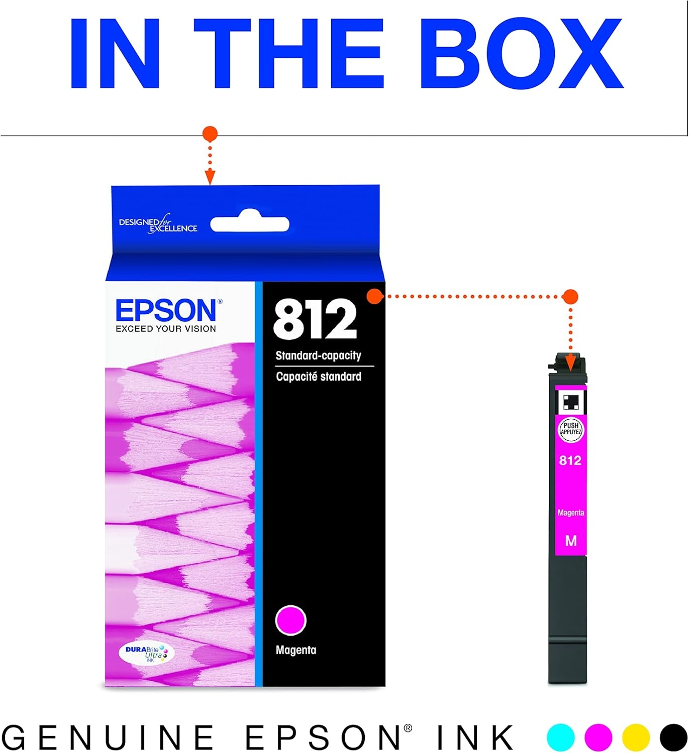 image:imageEpson 812 DURABrite Ultra Ink Standard Capacity Magenta Cartridge T812320S Works with Workforce Pro WF7310 7820 7840 ECC70001 Count Pack of 2