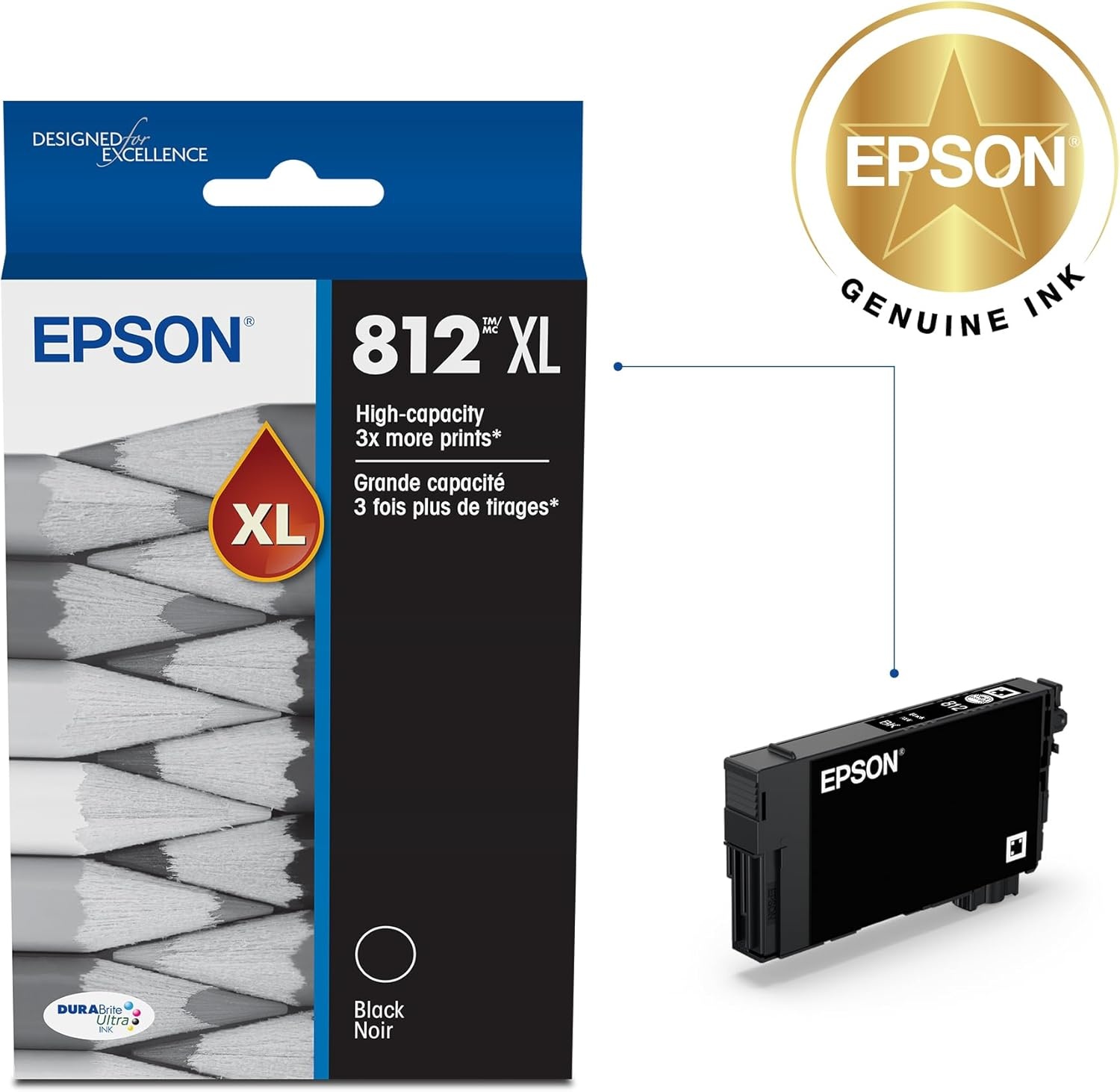 image:imageEpson 812XL DuraBrite Black HighYield Ink Cartridge T812XL120S