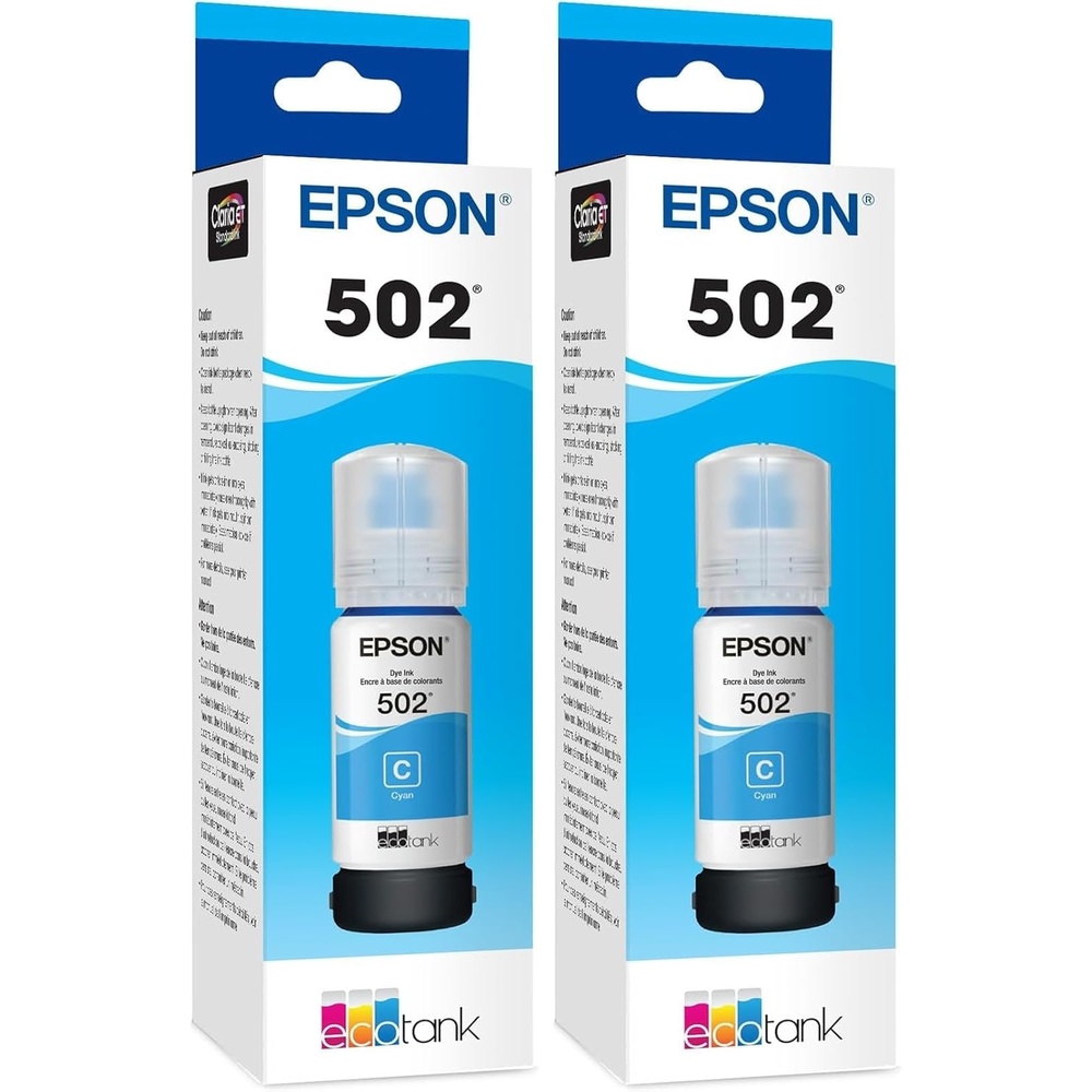 image:imageEPSON 502 EcoTank Ink Ultrahigh Capacity Bottle Cyan Works with ET2750 2760 2850 3750 3760 3850 4850 and other select modelsCyan