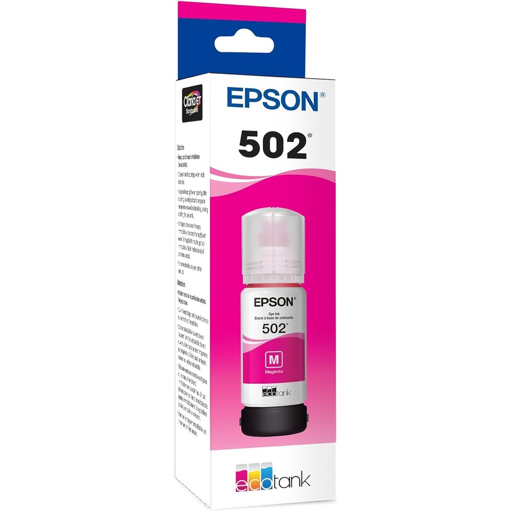 image:imageEPSON 502 EcoTank Ink Ultrahigh Capacity Bottle Cyan Works with ET2750 2760 2850 3750 3760 3850 4850 and other select modelsMagenta