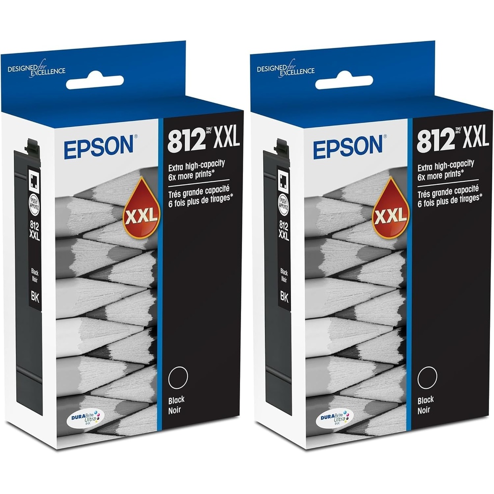 image:imageEPSON 812 DURABrite Ultra Ink Extrahigh Capacity Black Cartridge T812XXL120S Works with WorkForce Pro WF7310 7820 7840 ECC7000Extra High Capacity Pack of 2