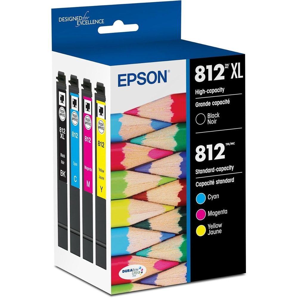 image:imageEPSON 812 DURABrite Ultra Ink High Capacity Black amp Standard Color Cartridge Combo Pack T812XLBCS Works with WorkForce Pro WF7310 7820 7840 ECC7000Ink