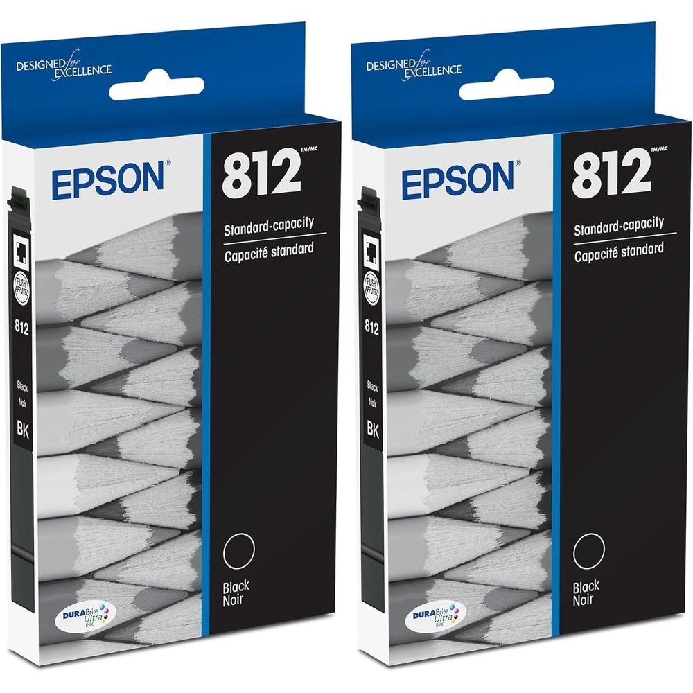 image:imageEPSON 812 DURABrite Ultra Ink Standard Capacity Black Cartridge T812120S Works with WorkForce Pro WF7310 7820 7840 ECC70001 Count Pack of 2