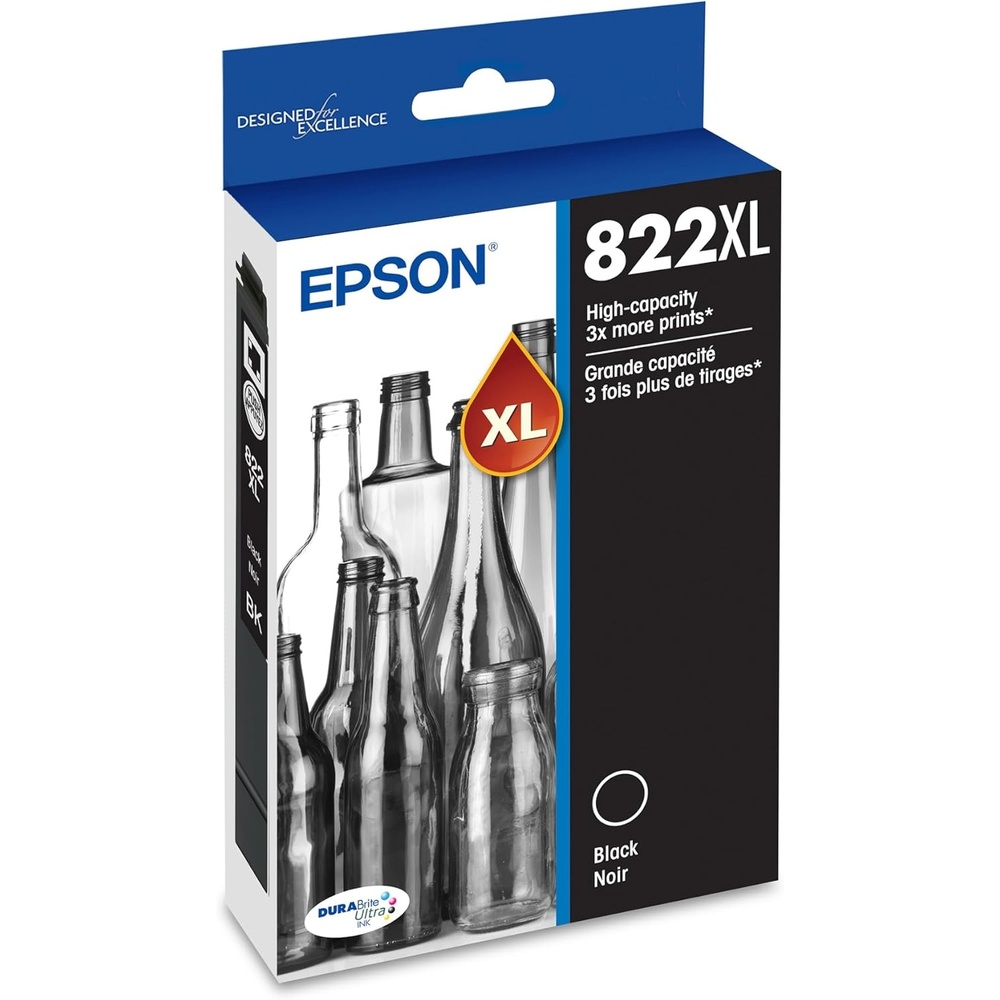 image:imageEPSON 822 DURABrite Ultra Ink High Capacity Black Cartridge T822XL120S Works with WorkForce Pro WF38203823 4820 4830 4833 4834Ink
