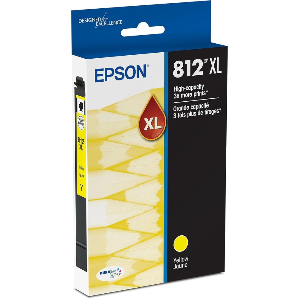 image:imageEpson 812 DURABrite Ultra Ink High Capacity Yellow Cartridge T812XL420S Works with Workforce Pro WF7310 7820 7840 ECC7000High Capacity