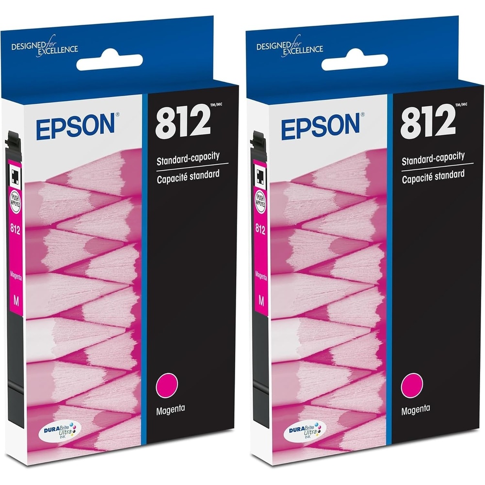 image:imageEpson 812 DURABrite Ultra Ink Standard Capacity Magenta Cartridge T812320S Works with Workforce Pro WF7310 7820 7840 ECC70001 Count Pack of 2