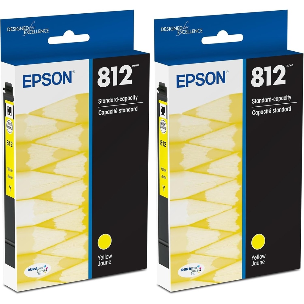 image:imageEpson 812 DURABrite Ultra Ink Standard Capacity Yellow Cartridge T812420S Works with Workforce Pro WF7310 7820 7840 ECC70001 Count Pack of 2