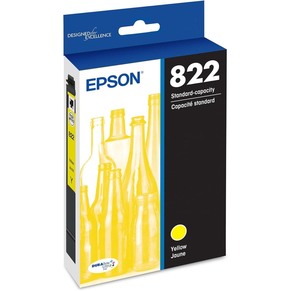 image:imageEpson 822 DURABrite Ultra Ink Standard Capacity Yellow Cartridge T822420S Works with Workforce Pro WF38203823 4820 4830 4833 4834