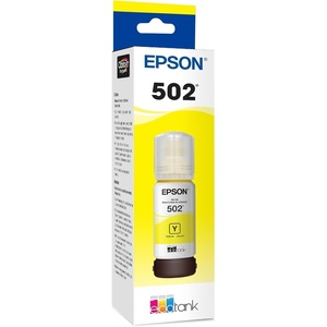image:imageEPSON 502 EcoTank Ink Ultrahigh Capacity Bottle Cyan Works with ET2750 2760 2850 3750 3760 3850 4850 and other select modelsYellow