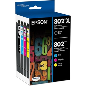 image:imageEPSON 802 DURABrite Ultra Ink High Capacity Cyan Cartridge T802XL220S Works with WorkForce Pro WF4720 4730 4734 4740Black and color combo pack