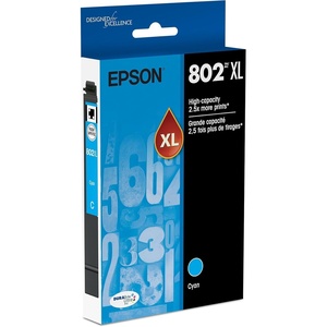 image:imageEPSON 802 DURABrite Ultra Ink High Capacity Cyan Cartridge T802XL220S Works with WorkForce Pro WF4720 4730 4734 4740Cyan