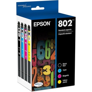 image:imageEPSON 802 DURABrite Ultra Ink Standard Capacity Black amp Color Cartridge Combo Pack T802120BCS Works with WorkForce Pro WF4720 4730 4734 4740