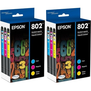image:imageEPSON 802 DURABrite Ultra Ink Standard Capacity Color Combo Pack T802520S Works with WorkForce Pro WF4720 4730 4734 4740Standard Capacity Pack of 2