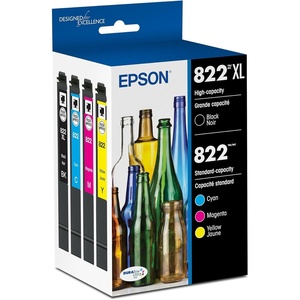 image:imageEPSON 822 DURABrite Ultra Ink High Capacity Black amp Standard Color Cartridge Combo Pack T822XLBCS Works with WorkForce Pro WF38203823 4820 4830 4833 4834Ink