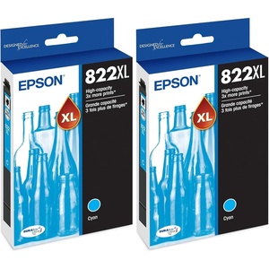 image:imageEPSON 822 DURABrite Ultra Ink High Capacity Cyan Cartridge T822XL220S Works with WorkForce Pro WF38203823 4820 4830 4833 4834High Capacity Pack of 2
