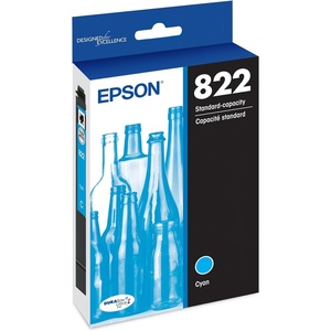 image:imageEPSON 822 DURABrite Ultra Ink Standard Capacity Cyan Cartridge T822220S Works with WorkForce Pro WF38203823 4820 4830 4833 48341 Count Pack of 1