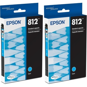 image:imageEpson 812 DURABrite Ultra Ink Standard Capacity Cyan Cartridge T812220S Works with Workforce Pro WF7310 7820 7840 ECC70001 Count Pack of 2