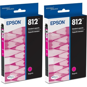 image:imageEpson 812 DURABrite Ultra Ink Standard Capacity Magenta Cartridge T812320S Works with Workforce Pro WF7310 7820 7840 ECC70001 Count Pack of 2