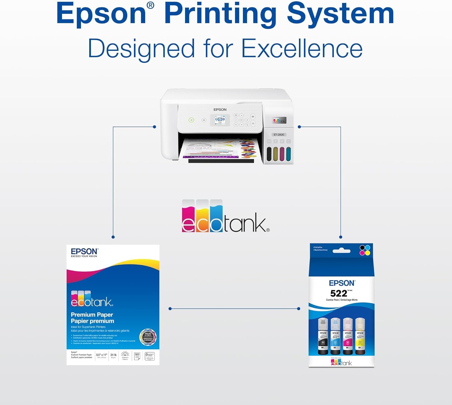image:imageEPSON 522 EcoTank Ink Ultrahigh Capacity Bottle Black T522120S Works with ET2720 2800 2803 2840 4700 4800 4810Ultrahigh Capacity