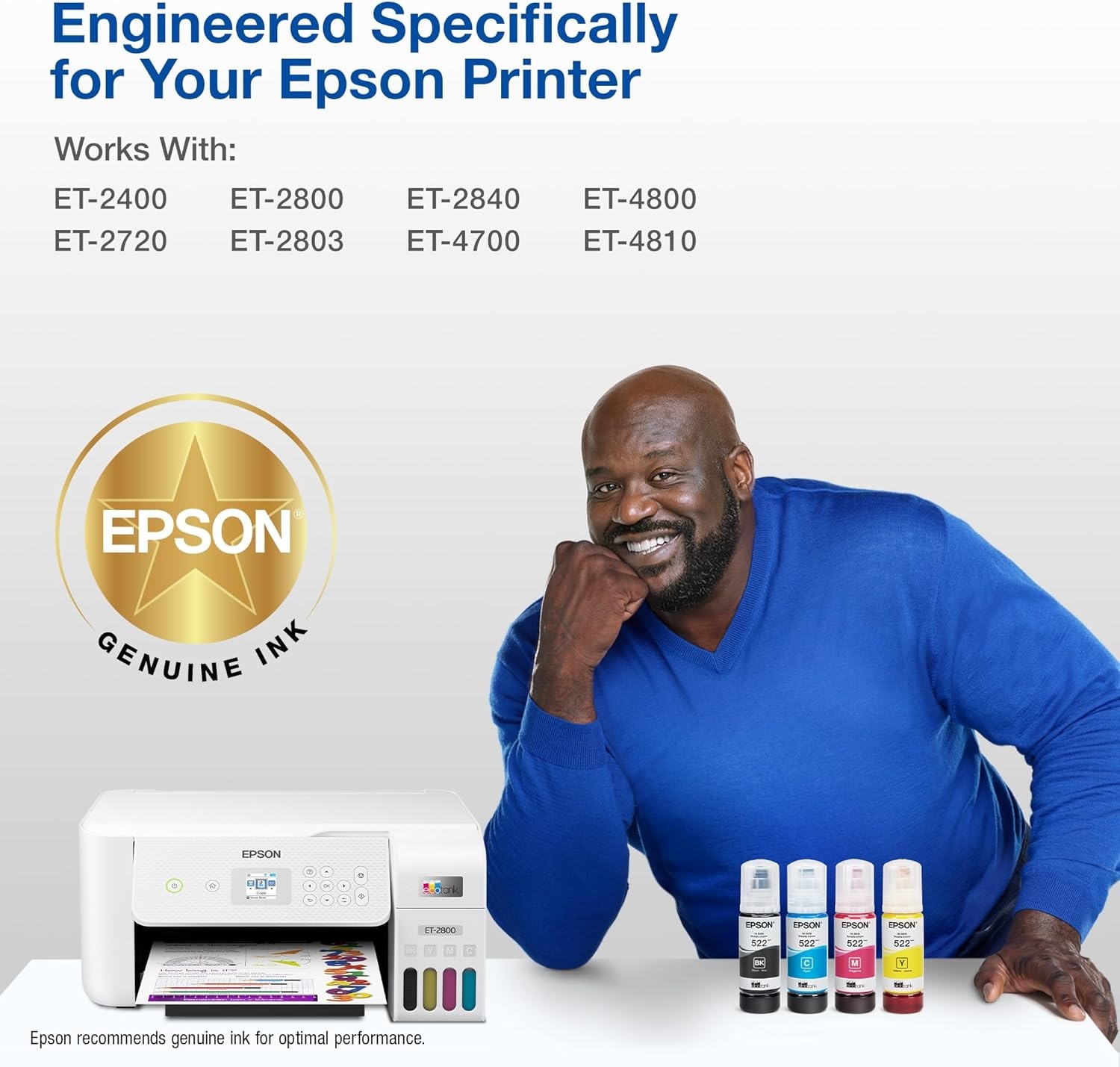 image:imageEPSON 522 EcoTank Ink Ultrahigh Capacity Bottle Color Combo Pack T522520S Works with ET2720 2800 2803 2840 4700 4800 4810Ultrahigh Capacity