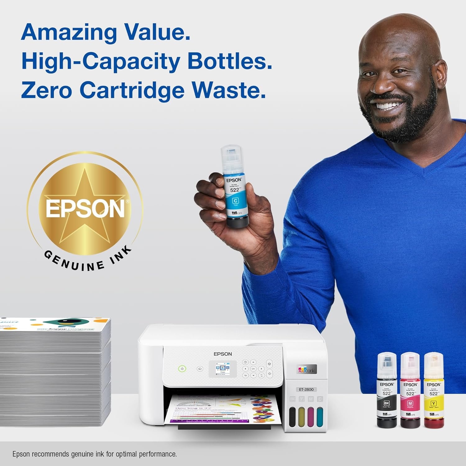 image:imageEPSON 522 EcoTank Ink Ultrahigh Capacity Bottle Color Combo Pack T522520S Works with ET2720 2800 2803 2840 4700 4800 4810Ultrahigh Capacity