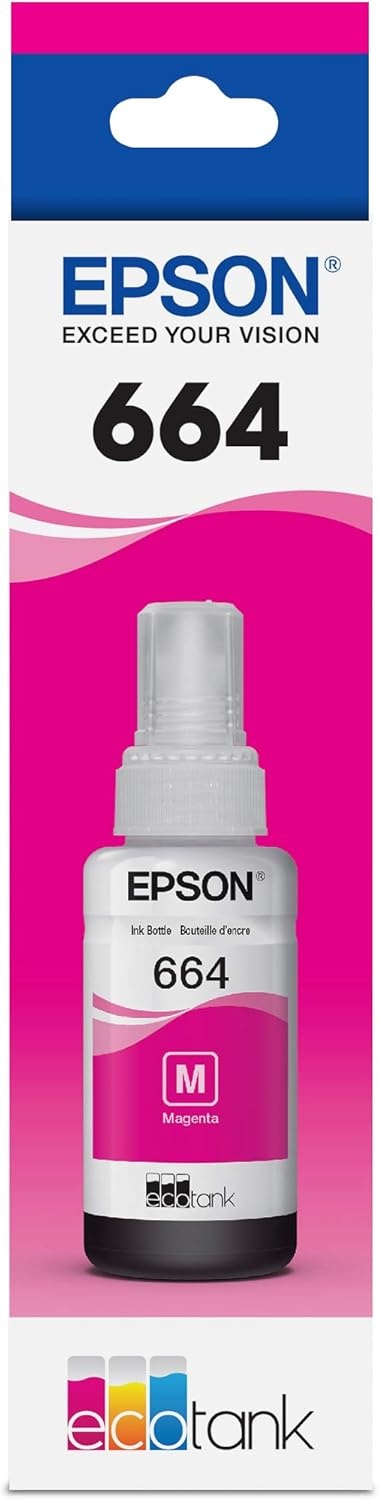 image:imageEPSON 664 EcoTank Ink Ultrahigh Capacity Bottle Black T664120S Works with ET2500 2550 4500 4550 2600 2650 3600 16500Magenta