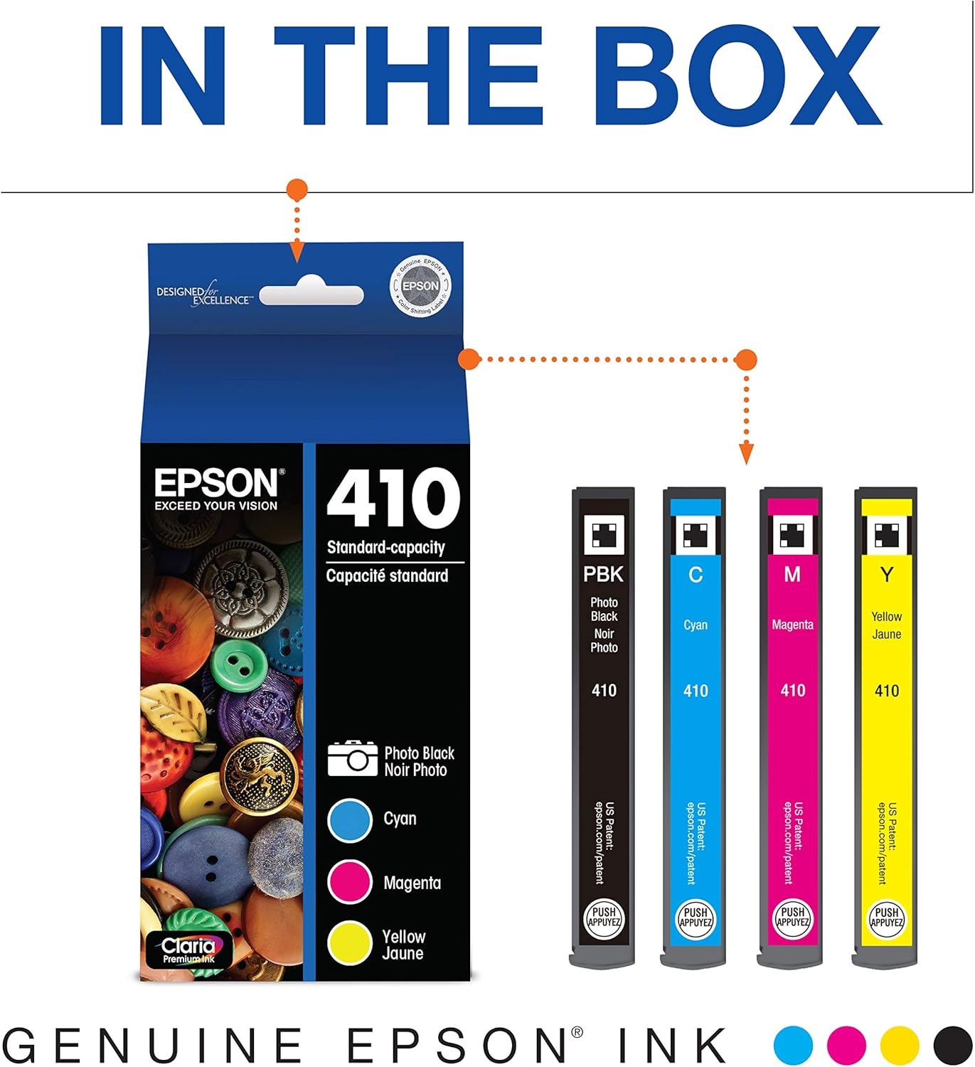 image:imageEpson 410 Claria Premium Ink Standard amp High Capacity Combo for XP Series Printers