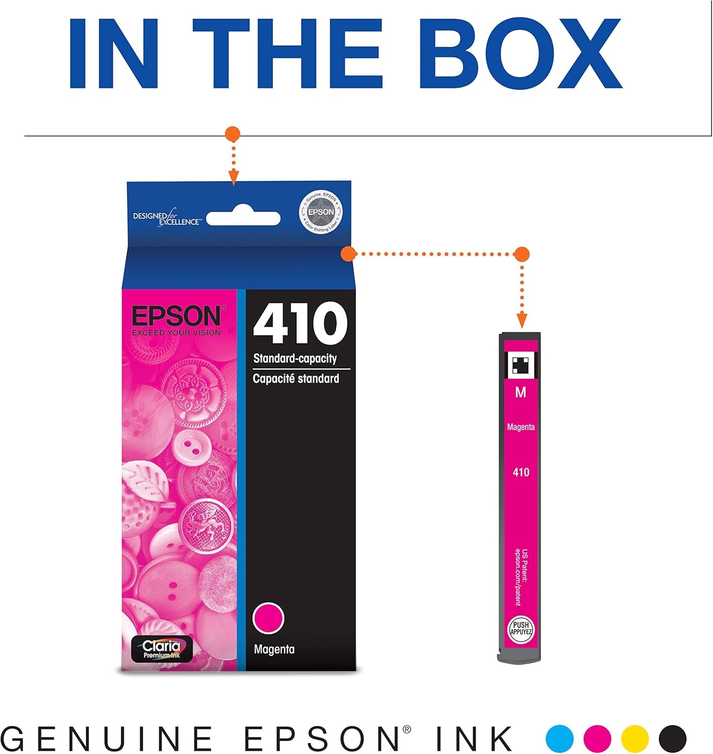 image:imageEpson 410 Ink Cartridge Black amp T410320S Claria Premium Magenta Ink