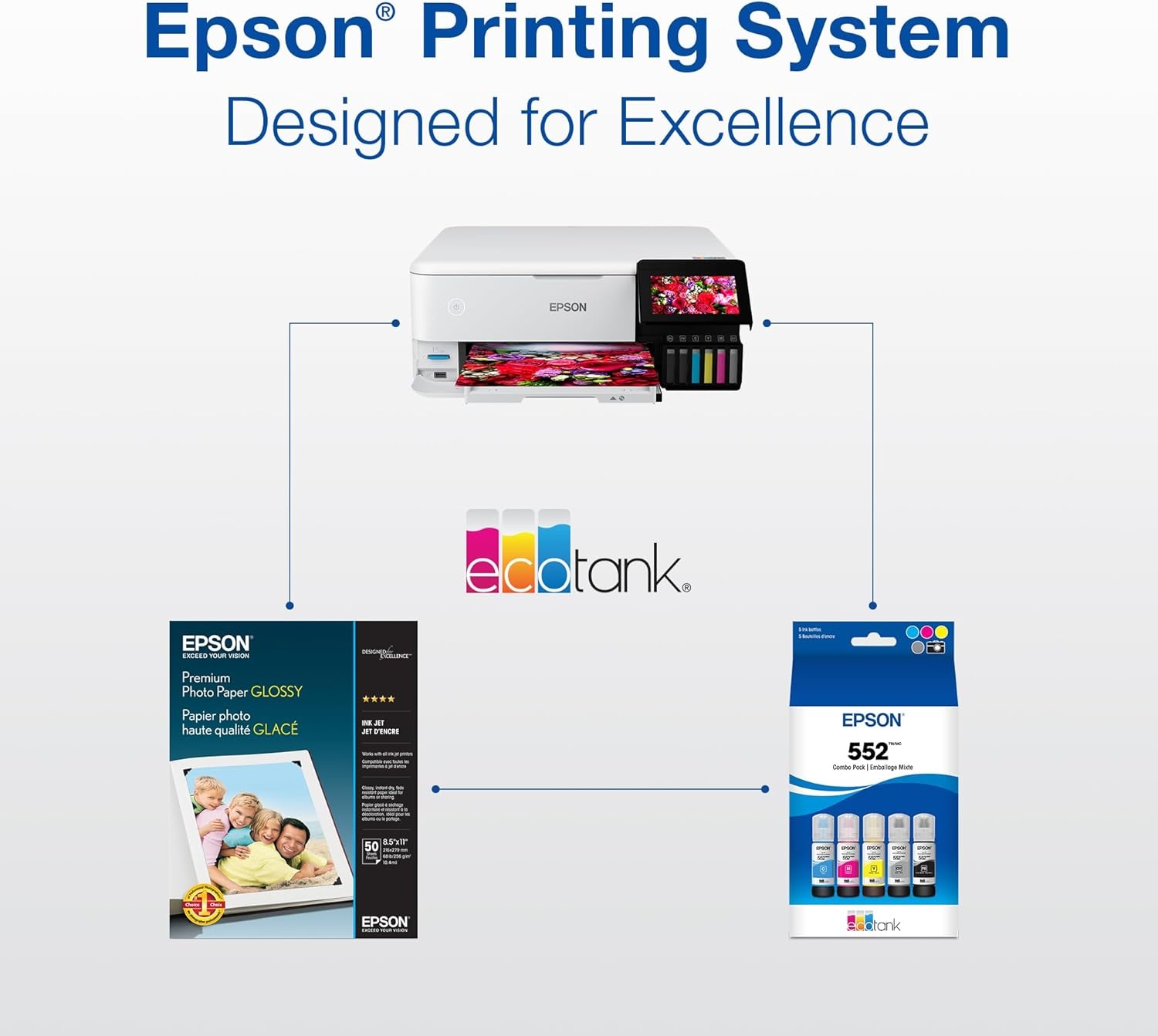 image:imageEpson 552 EcoTank Ink Ultrahigh Capacity Bottle Magenta T552320S Works with ET8500 85501 Count Pack of 1
