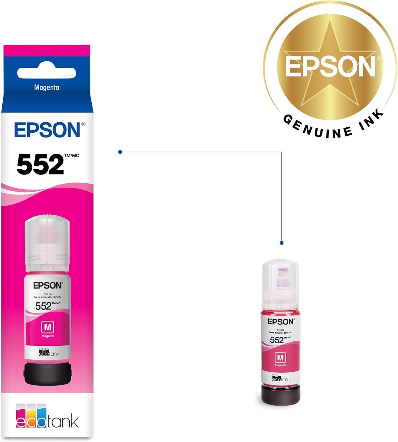 image:imageEpson 552 EcoTank Ink Ultrahigh Capacity Bottle Magenta T552320S Works with ET8500 85501 Count Pack of 1