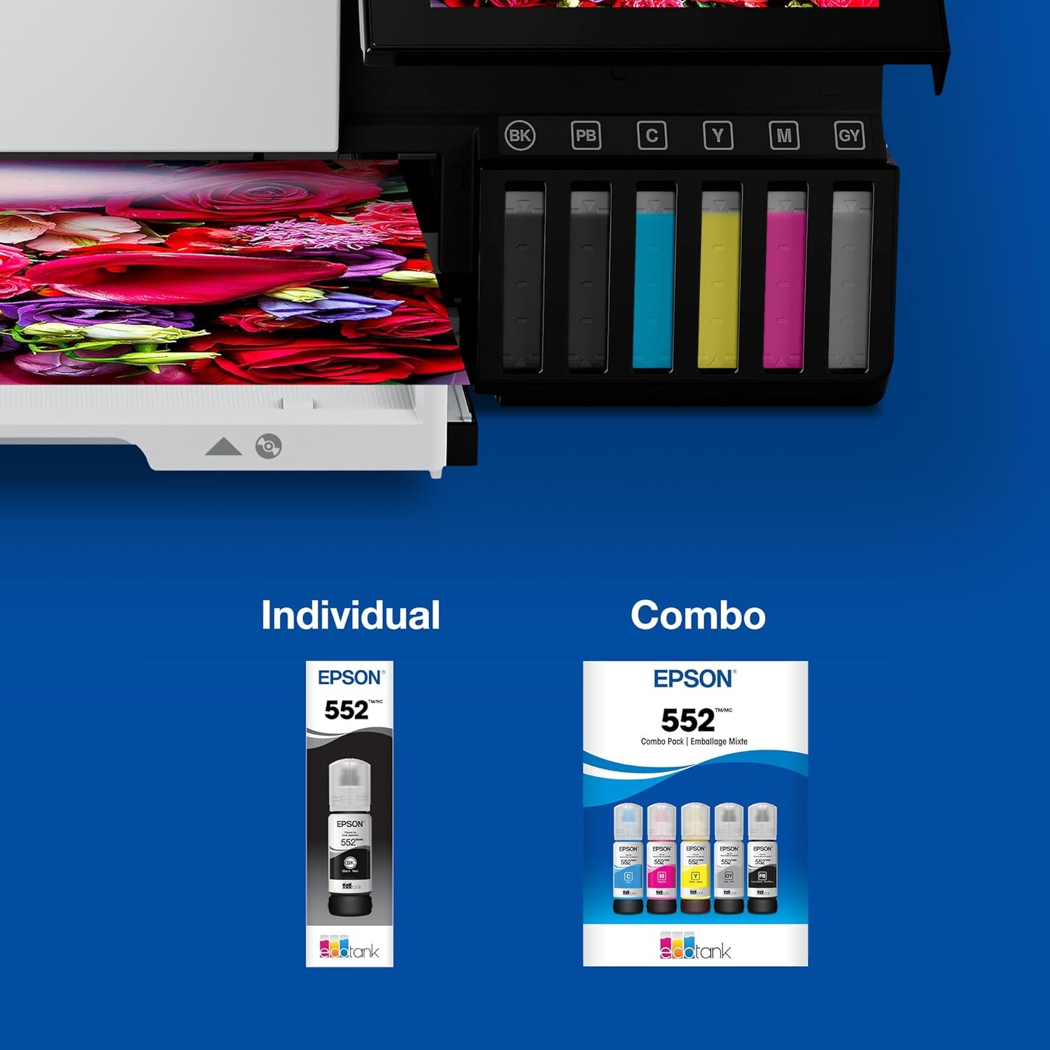 image:imageEpson 552 EcoTank Ink Ultrahigh Capacity Bottle Photo Black T552120S Works with ET8500 85501 Count Pack of 1