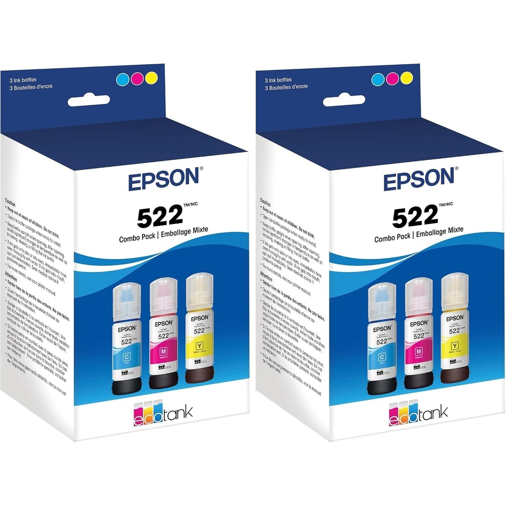 image:imageEPSON 522 EcoTank Ink Ultrahigh Capacity Bottle Color Combo Pack T522520S Works with ET2720 2800 2803 2840 4700 4800 4810Ultrahigh Capacity Pack of 2