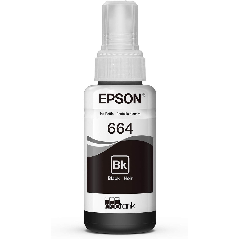 image:imageEPSON 664 EcoTank Ink Ultrahigh Capacity Bottle Black T664120S Works with ET2500 2550 4500 4550 2600 2650 3600 16500Black