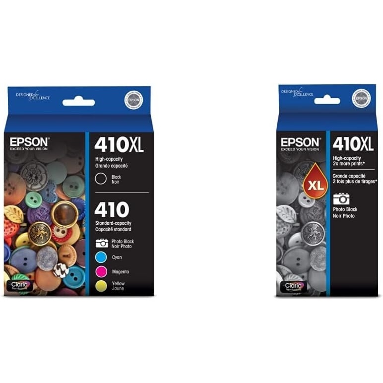 image:imageEpson 410XL Black amp Standard Photo Black and CMY Color Ink Cartridges Combo 5 Pack T410XLBCS amp 410XL Photo Black Ink Cartridge High Capacity T410XL120