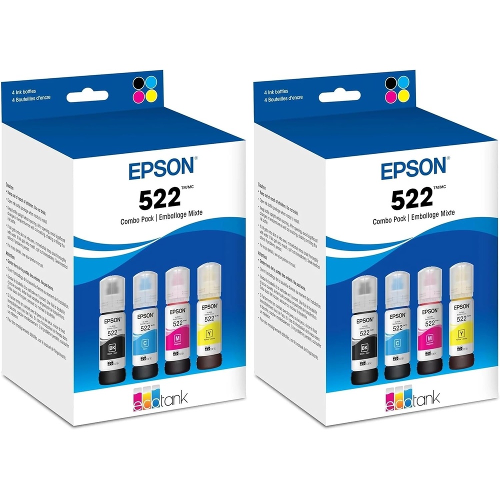 image:imageEpson 522 EcoTank Ink Ultrahigh Capacity Bottle Black amp Color Combo Pack T522120BCS Works with ET2720 2800 2803 2840 4700 4800 4810UltraHigh Capacity Pack of 2