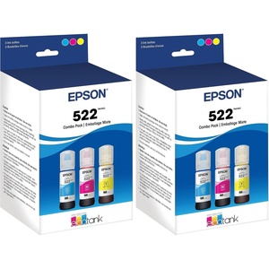 image:imageEPSON 522 EcoTank Ink Ultrahigh Capacity Bottle Color Combo Pack T522520S Works with ET2720 2800 2803 2840 4700 4800 4810Ultrahigh Capacity Pack of 2