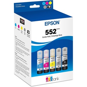image:imageEPSON 552 EcoTank Ink Ultrahigh Capacity Bottle Five Color Combo Pack T552920S Works with ET8500 8550Ultrahigh Capacity
