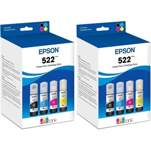 image:imageEpson 522 EcoTank Ink Ultrahigh Capacity Bottle Black amp Color Combo Pack T522120BCS Works with ET2720 2800 2803 2840 4700 4800 4810UltraHigh Capacity Pack of 2