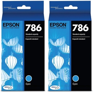 image:imageEPSON 786 DURABrite Ultra Ink Standard Capacity Cyan Cartridge T786220 Works with WorkForce WF5110 5190 5620 56902 Pack