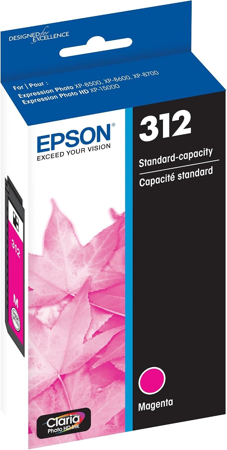 image:imageEPSON 312 Claria Photo HD Ink Standard Capacity Magenta Cartridge T312320S Works with Expression XP8500 8600 8700 150001 Count Pack of 2