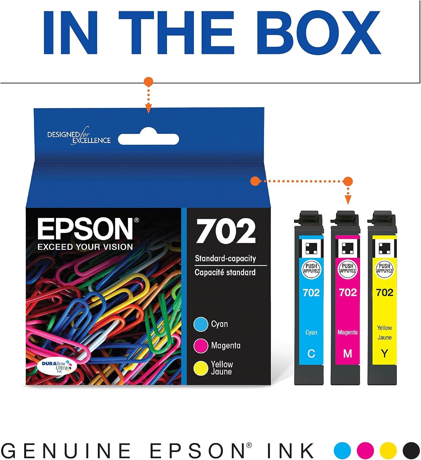 image:imageEpson T702XL120S DURABrite Ultra Black High Capacity Cartridge Ink amp T702520S DURABrite Ultra Color Combo Pack Standard Capacity Cartridge Ink