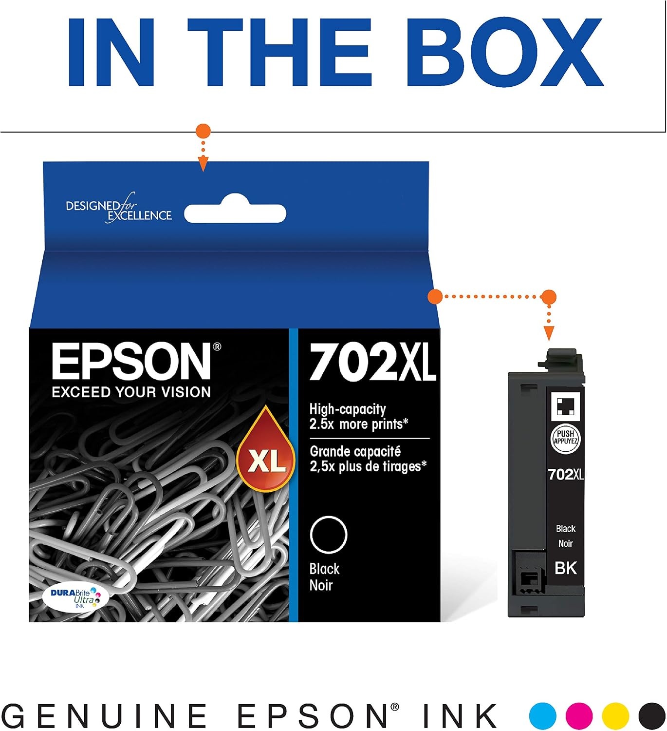 image:imageEpson T702XL120S DURABrite Ultra Black High Capacity Cartridge Ink amp T702520S DURABrite Ultra Color Combo Pack Standard Capacity Cartridge Ink