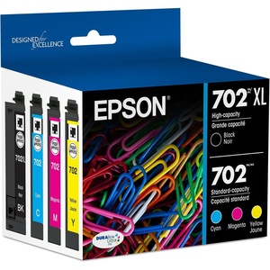 image:imageEPSON 702 DURABrite Ultra Ink High Capacity Black amp Standard Color Cartridge Combo Pack T702XLBCS Works with WorkForce Pro WF3720 3730 3733MultiPack